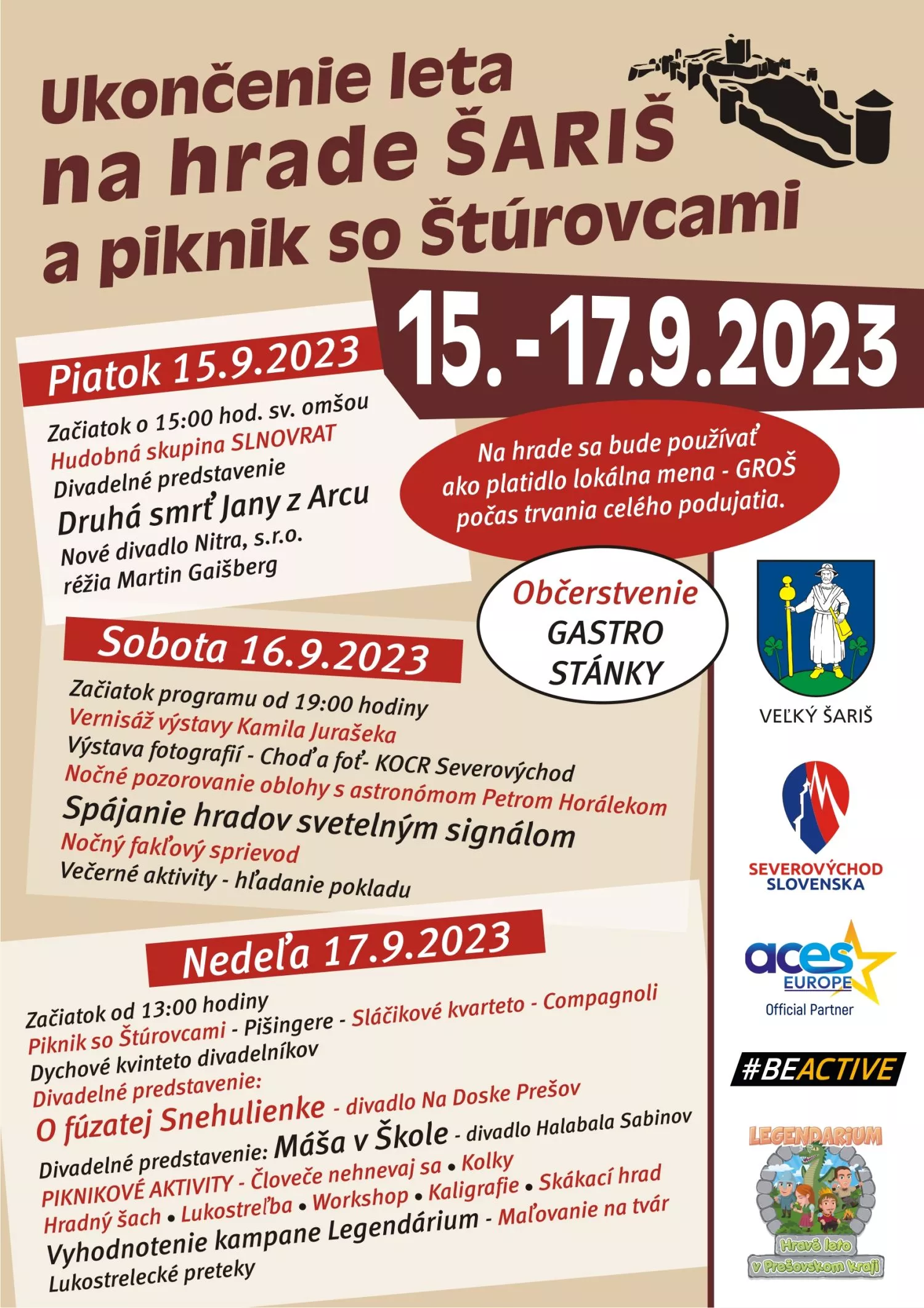 Ukončenie leta na hrade Šariš a piknik so Štúrovcami