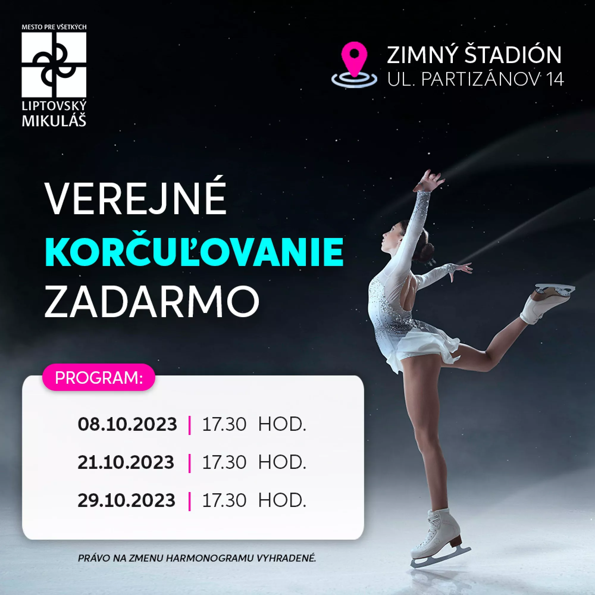 Verejné korčuľovanie zadarmo