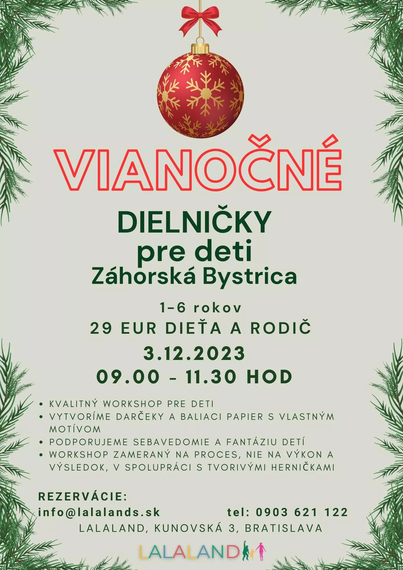 Vianočné dielničky pre deti Záhorská Bystrica
