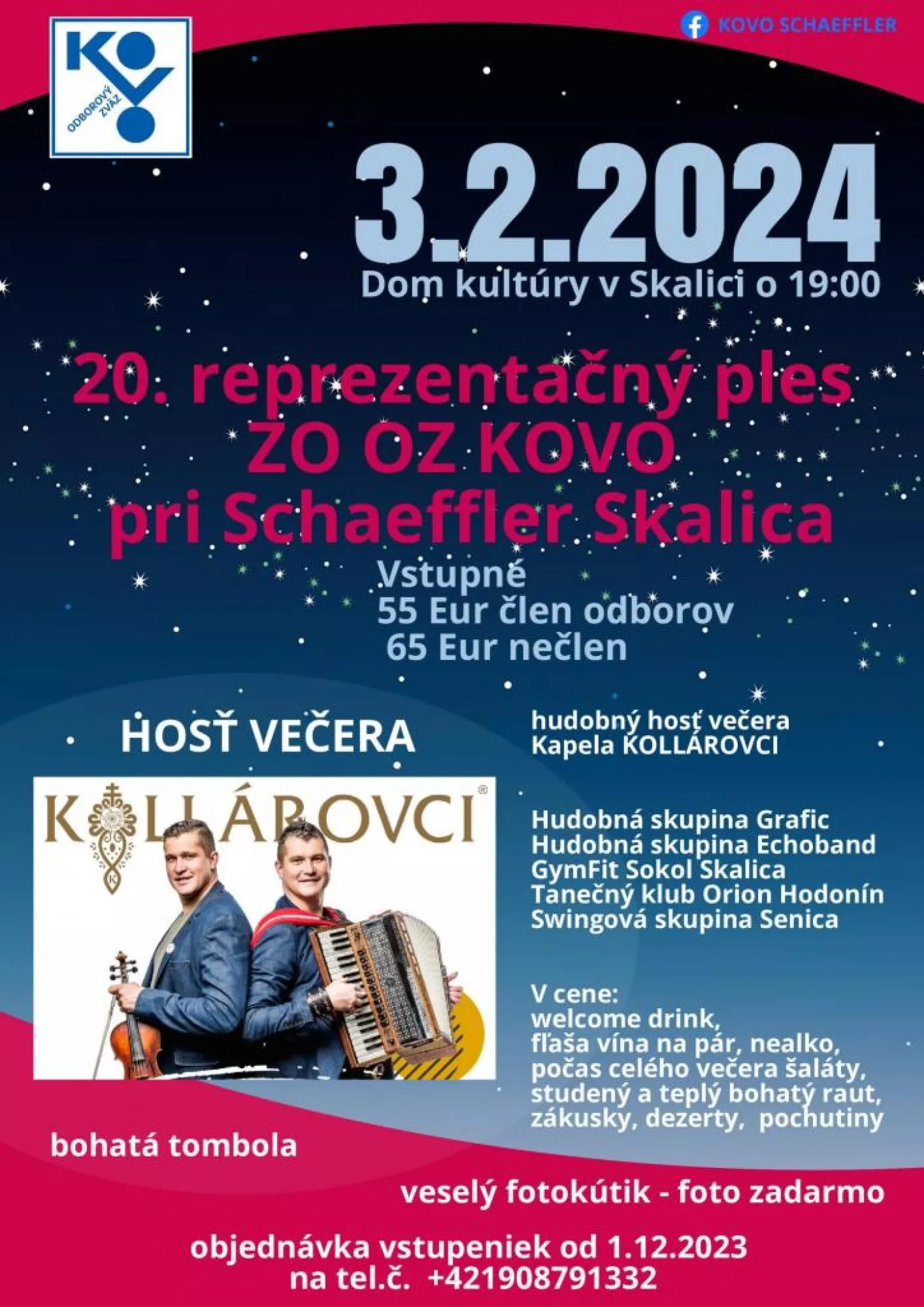 Reprezentačný ples ZO OZ KOVO pri Schaeffler Skalica