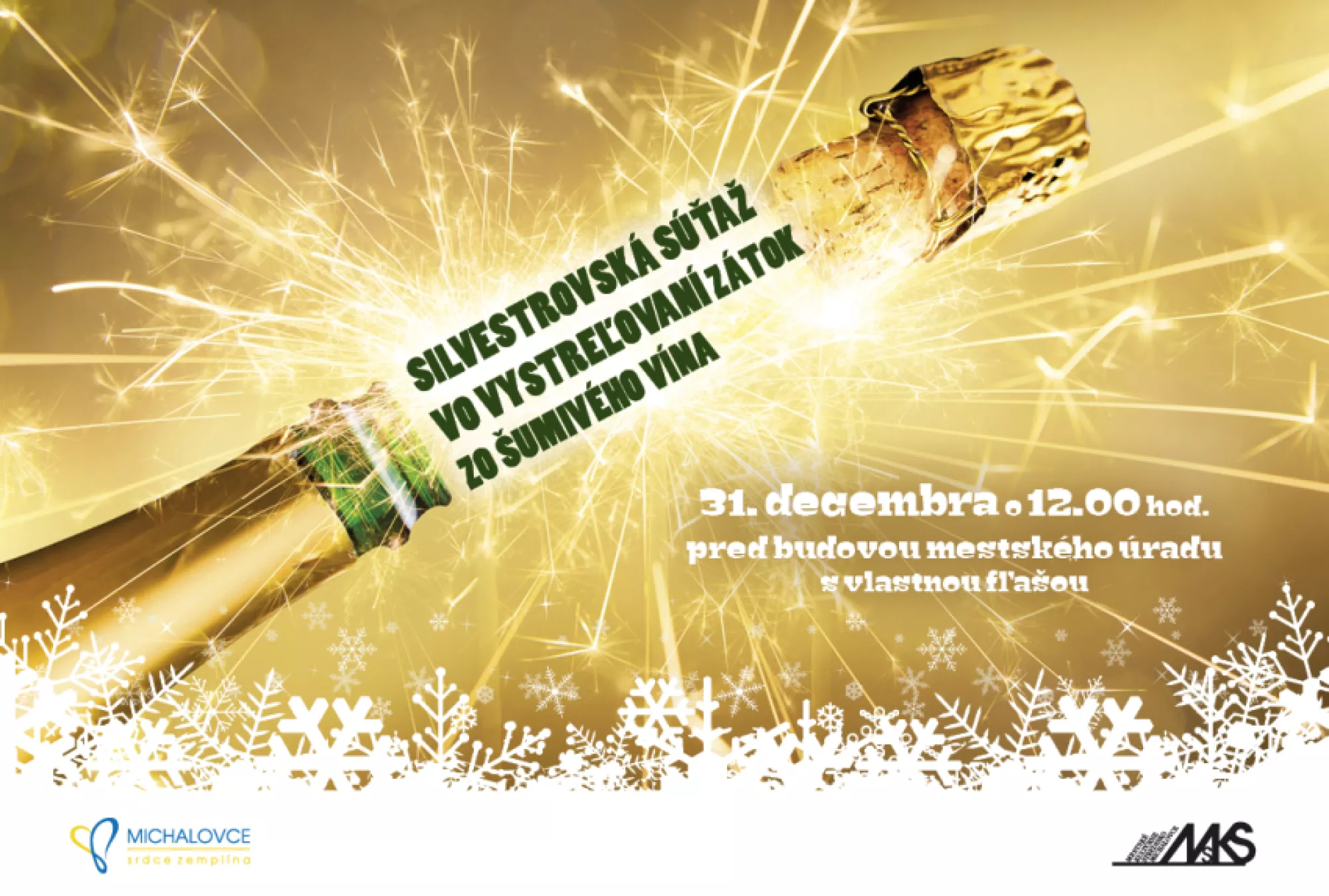 Silvestrovská súťaž vo vystreľovaní zátok zo šumivého vína