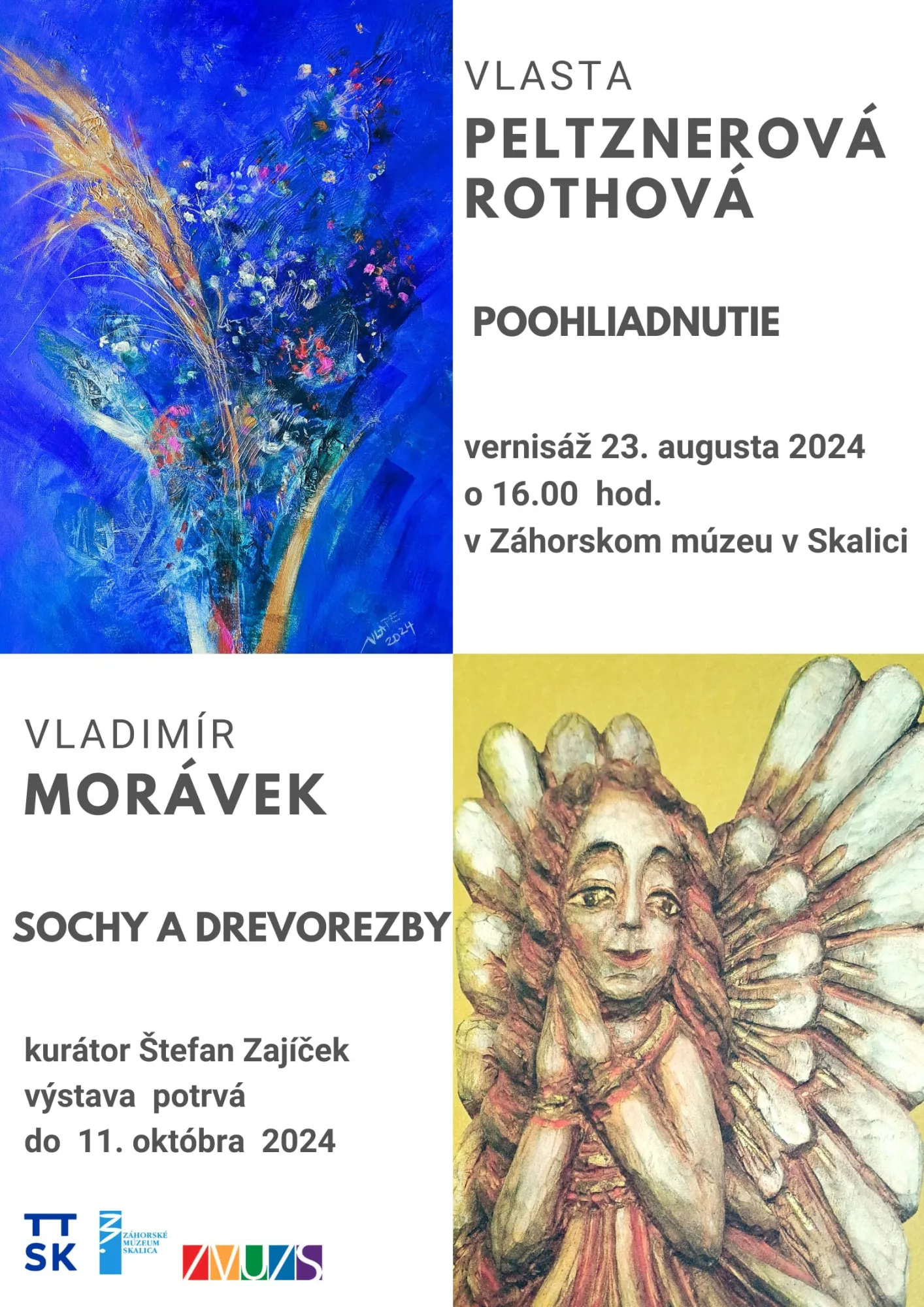 Vlasta Peltznerová-Rothová Poohliadnutie, Vladimír Morávek Sochy a drevorezby