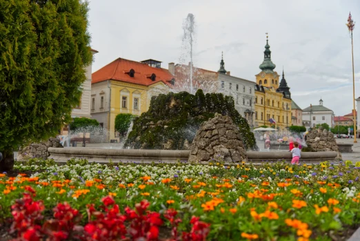 fontana a kvetinovy zahon