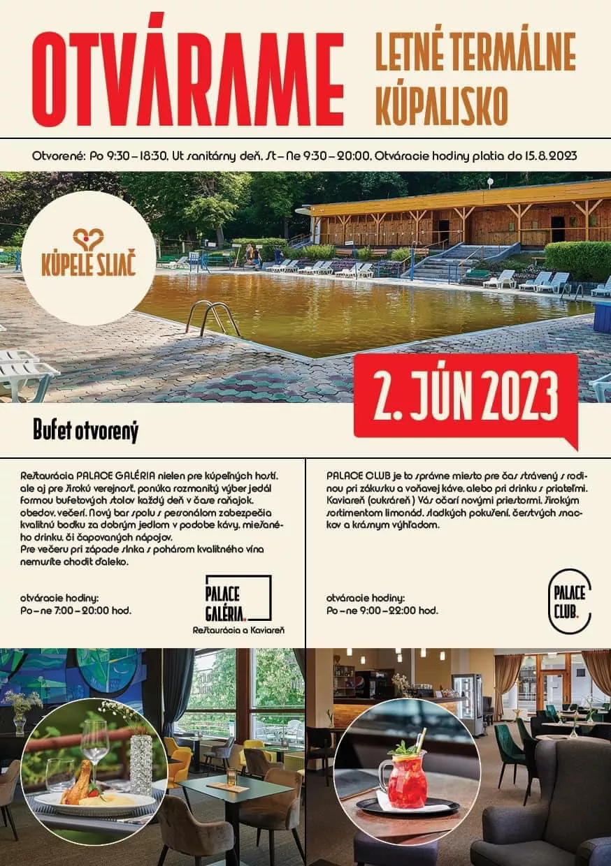 Otvorenie letného termálneho kúpaliska v Sliači