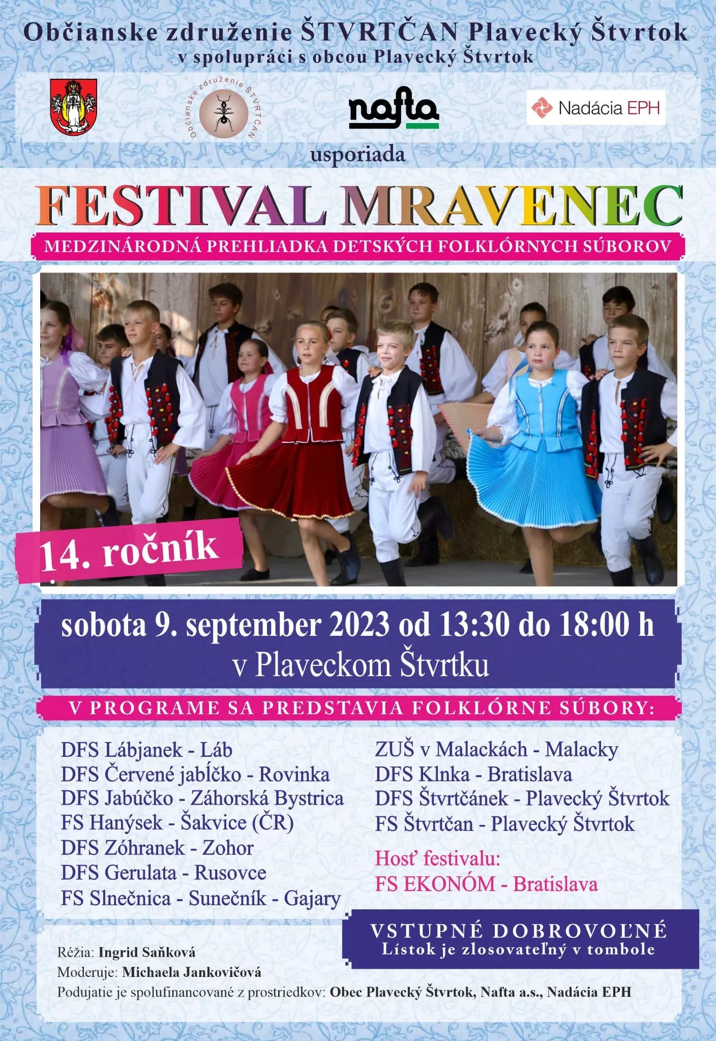Detský folklórny festival Mravenec 2023 Plavecký Štvrtok - 14. ročník